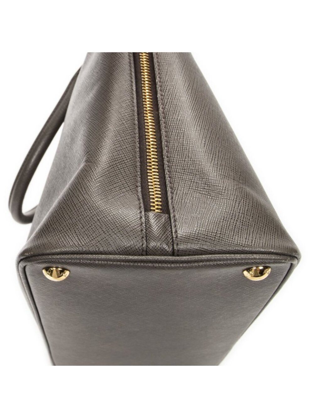 Prada Large Zip Promenade Gray Saffiano Leather Messenger - Picture 8 of 10